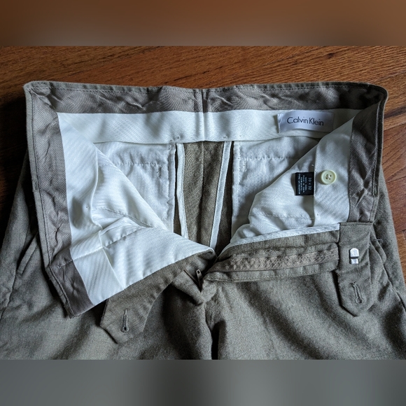 Calvin Klein Wool Light Khaki Trousers 30/30 - Picture 4 of 6